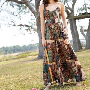 Golden Eye Wide-Leg Jumpsuit - Paisley Patchwork